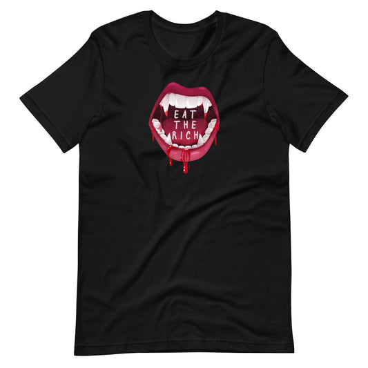 Eat the Rich Vampire Mouth T-Shirt | Anti-Capitalism Gothic Graphic Tee - Spinsterly Co