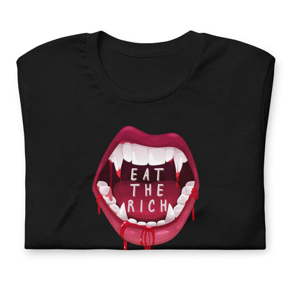 Eat the Rich Vampire Mouth T-Shirt | Anti-Capitalism Gothic Graphic Tee - Spinsterly Co