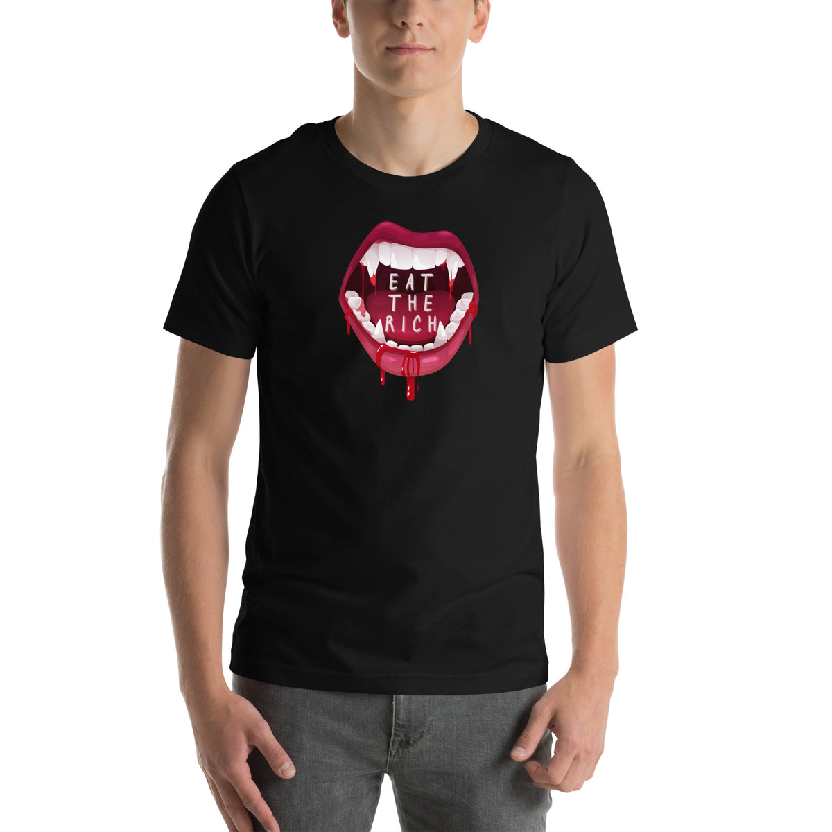Eat the Rich Vampire Mouth T-Shirt | Anti-Capitalism Gothic Graphic Tee - Spinsterly Co