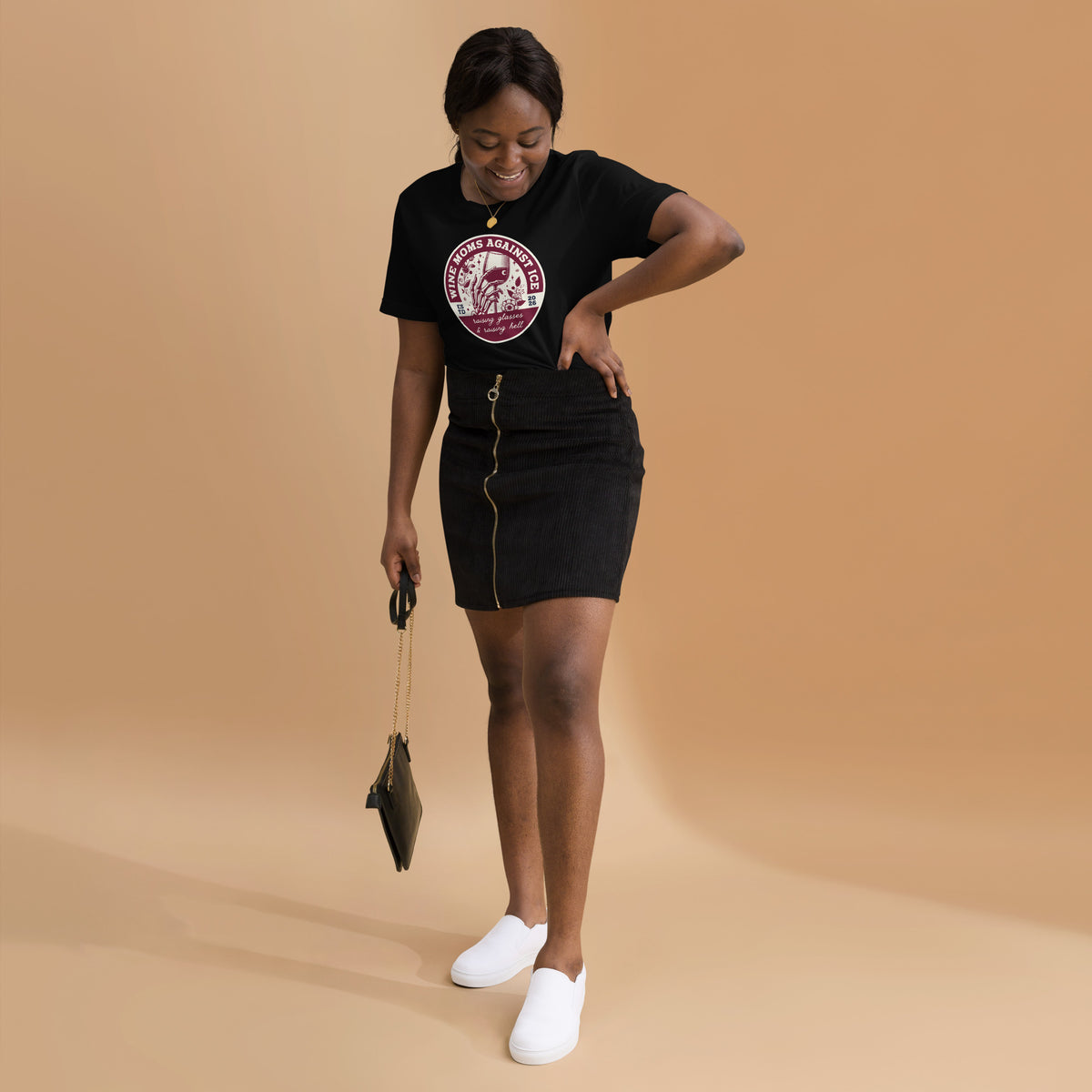 Wine Moms Against ICE T-Shirt | Anti-ICE Political Statement Tee - Spinsterly Co
