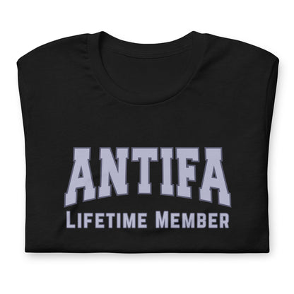 Antifa Lifetime Member T-Shirt | Anti-Fascist Collegiate Graphic Tee - Spinsterly Co