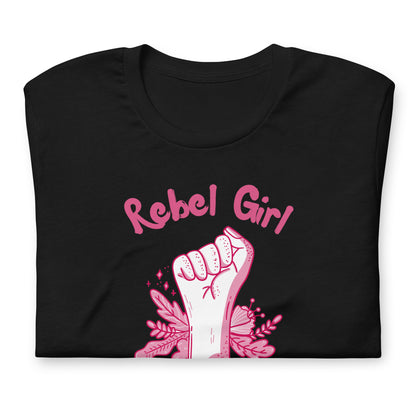 Rebel Girl Social Club T-Shirt | Feminist Raised Fist Pink Graphic Tee - Spinsterly Co