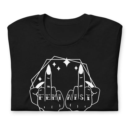 Feminist Knuckle Tattoo T-Shirt | Middle Finger Witchy Graphic Tee - Spinsterly Co