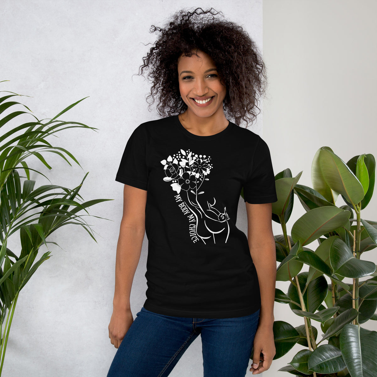 My Body My Choice T-Shirt | Floral Feminist Line Art Graphic Tee - Spinsterly Co