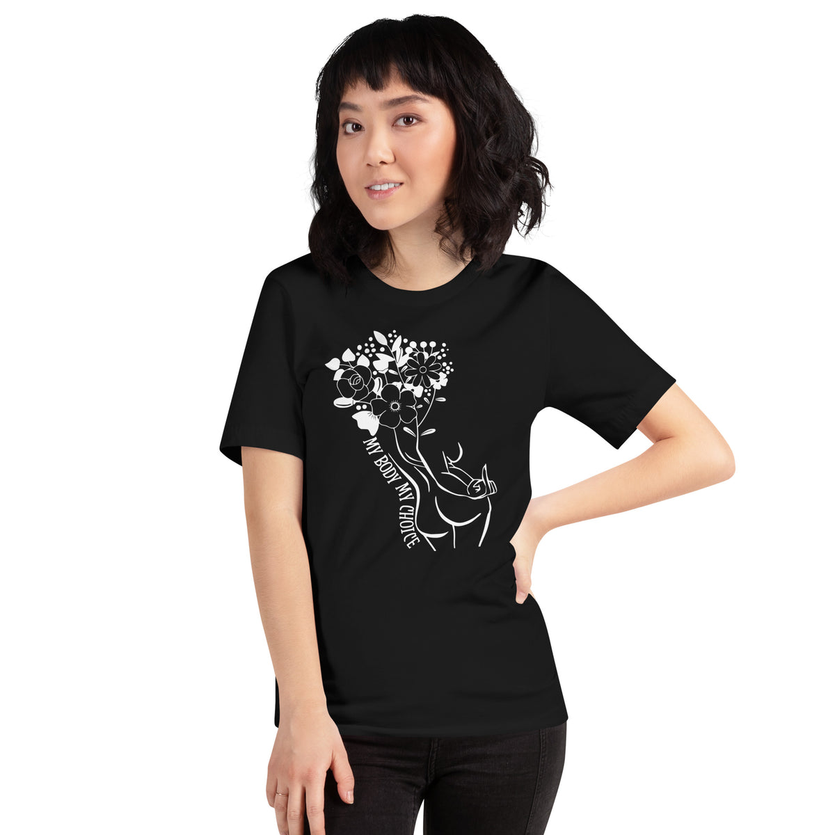 My Body My Choice T-Shirt | Floral Feminist Line Art Graphic Tee - Spinsterly Co