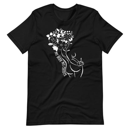 My Body My Choice T-Shirt | Floral Feminist Line Art Graphic Tee - Spinsterly Co
