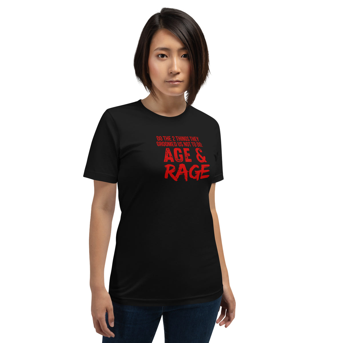 Age & Rage Feminist Distressed Typography T-Shirt | Empowerment Tee - Spinsterly Co