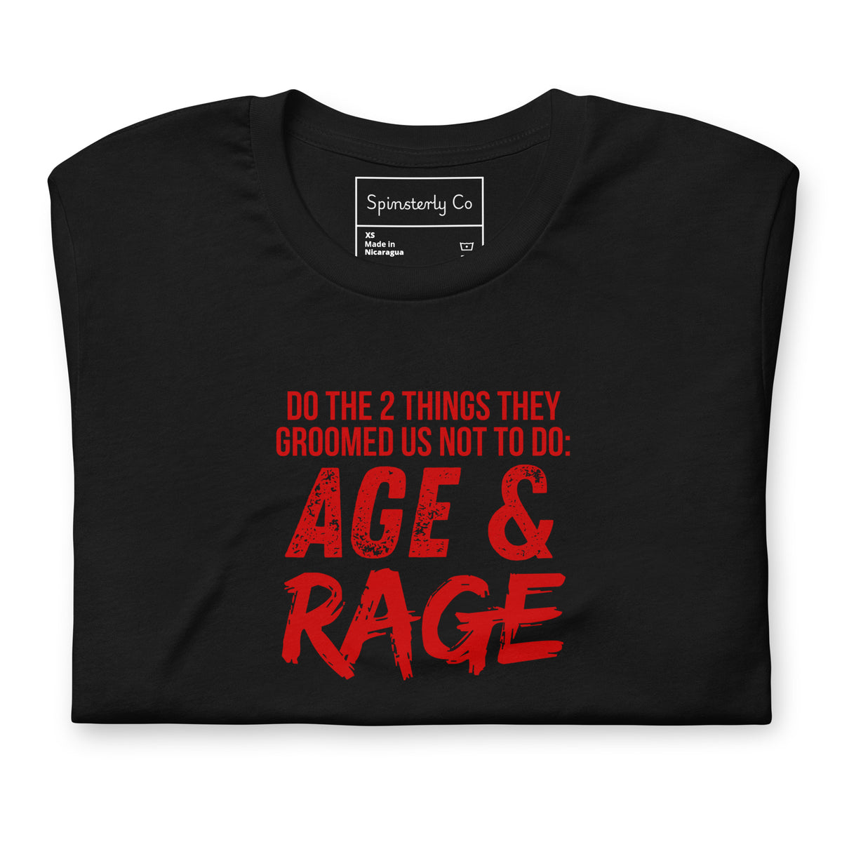Age & Rage Feminist Distressed Typography T-Shirt | Empowerment Tee - Spinsterly Co