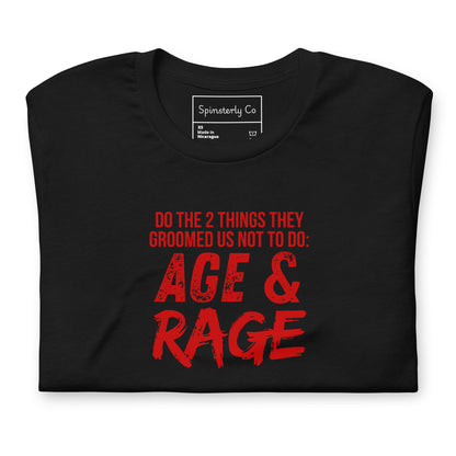 Age & Rage Feminist Distressed Typography T-Shirt | Empowerment Tee - Spinsterly Co