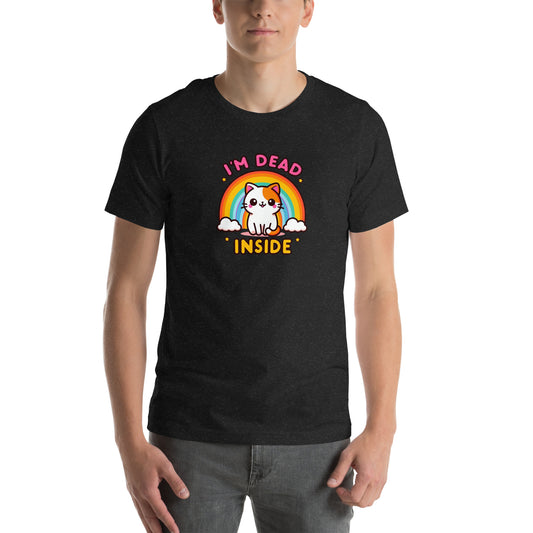 I'm Dead Inside T-Shirt | Cute Kawaii Cat Rainbow Funny Graphic Tee - Spinsterly Co