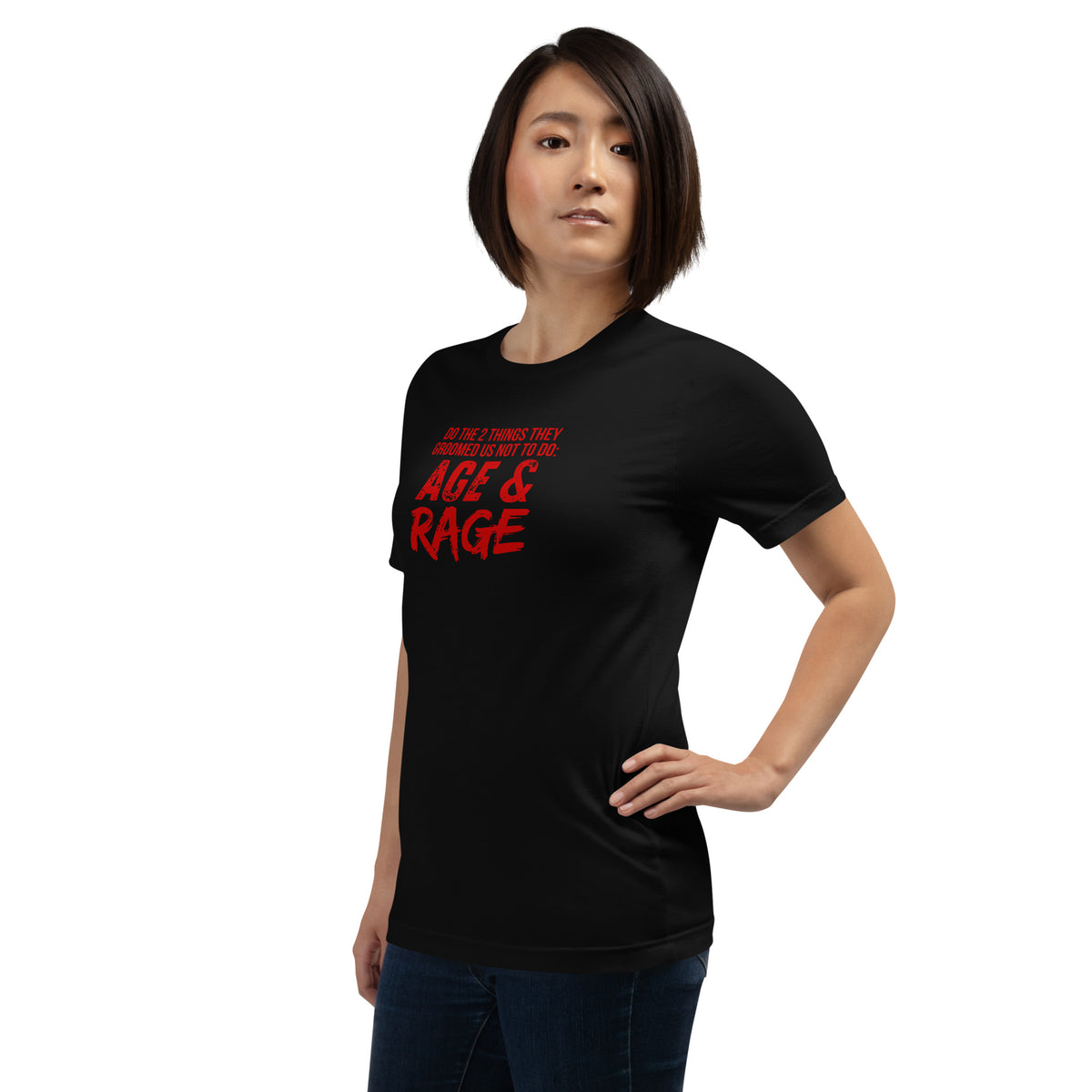 Age & Rage Feminist Distressed Typography T-Shirt | Empowerment Tee - Spinsterly Co