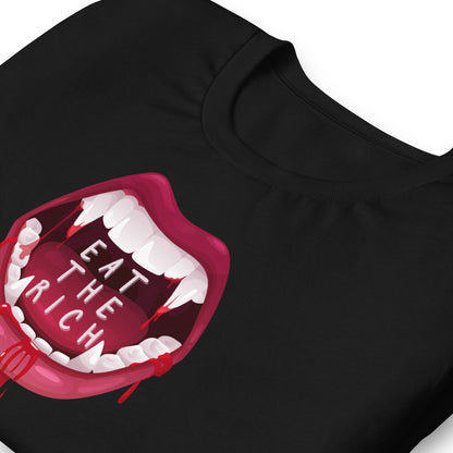 Eat the Rich Vampire Mouth T-Shirt | Anti-Capitalism Gothic Graphic Tee - Spinsterly Co