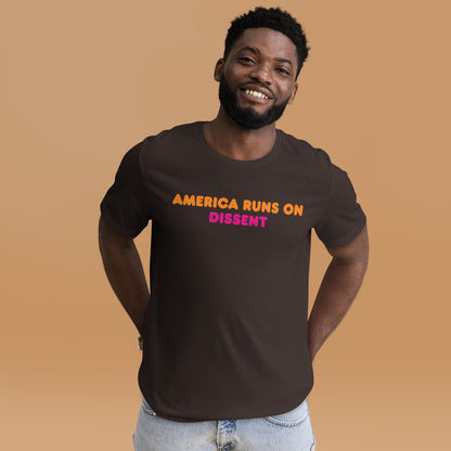 America Runs on Dissent T-Shirt | Funny Political Parody Graphic Tee - Spinsterly Co