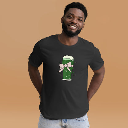Green Beer with a Bow T-Shirt | St. Patrick's Day Coquette Tee - Spinsterly Co