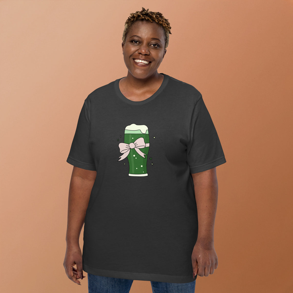 Green Beer with a Bow T-Shirt | St. Patrick's Day Coquette Tee - Spinsterly Co