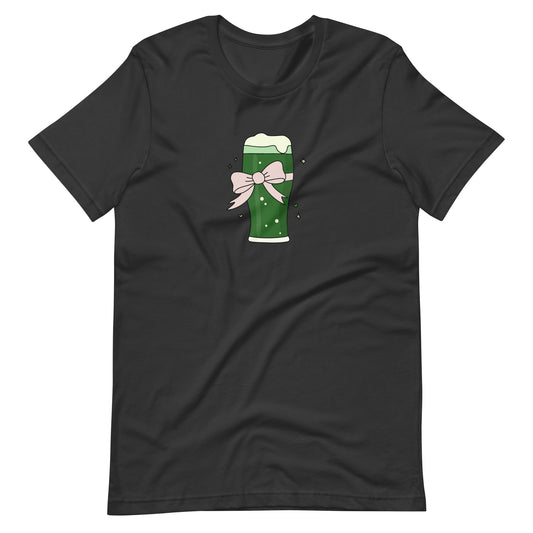 Green Beer with a Bow T-Shirt | St. Patrick's Day Coquette Tee - Spinsterly Co