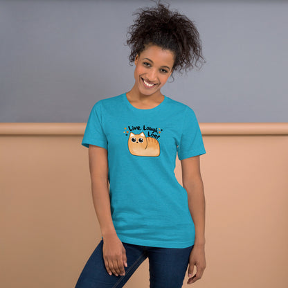Live, Laugh, Loaf Cat T-Shirt | Kawaii Cat Loaf Graphic Tee - Spinsterly Co