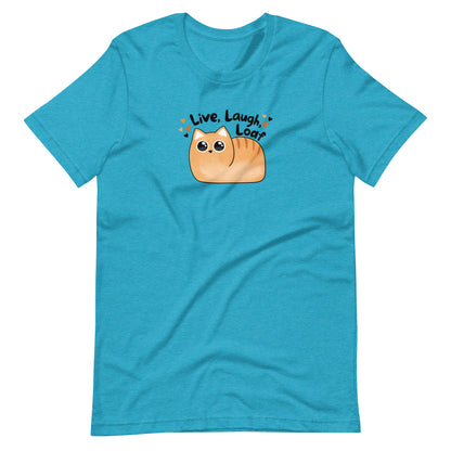Live, Laugh, Loaf Cat T-Shirt | Kawaii Cat Loaf Graphic Tee - Spinsterly Co