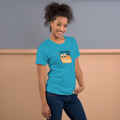 Live, Laugh, Loaf Cat T-Shirt | Kawaii Cat Loaf Graphic Tee - Spinsterly Co