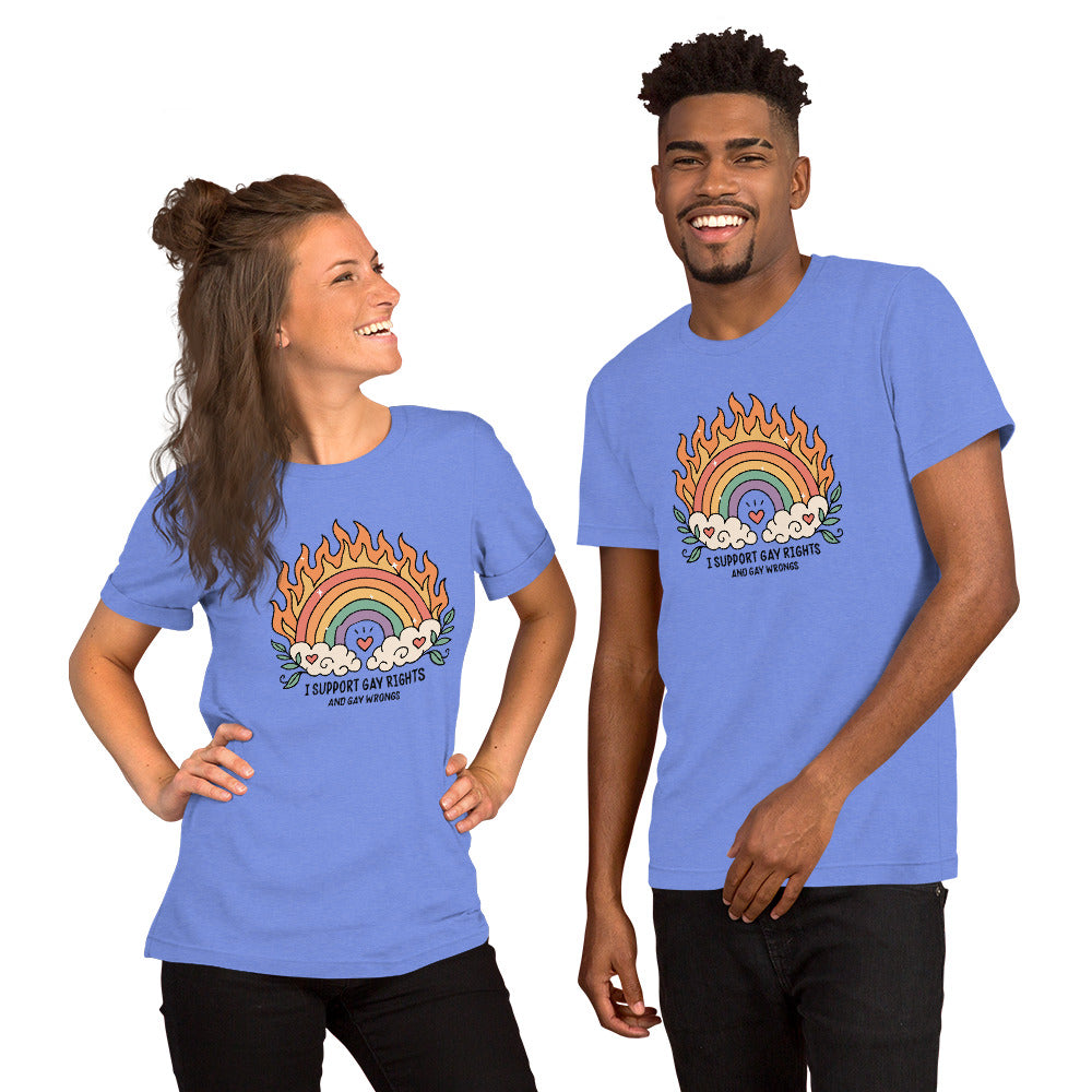 I Support Gay Rights and Gay Wrongs T-Shirt | LGBTQ+ Funny Graphic Tee - Spinsterly Co