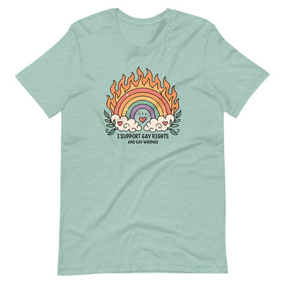 I Support Gay Rights and Gay Wrongs T-Shirt | LGBTQ+ Funny Graphic Tee - Spinsterly Co