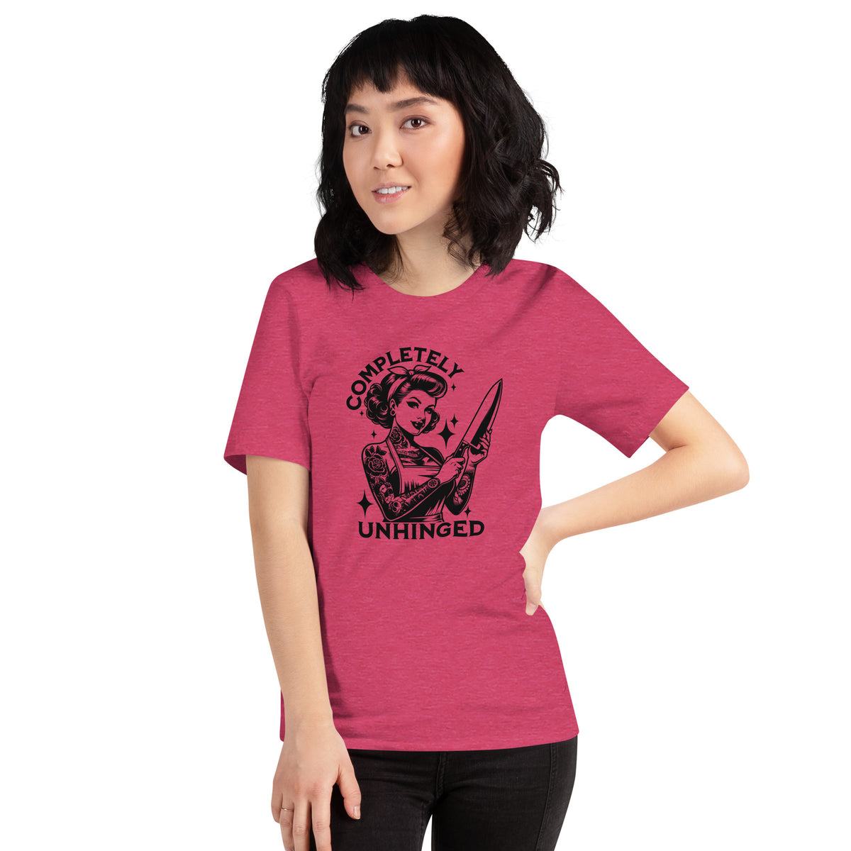 Completely Unhinged T-Shirt | Tattooed Pin-Up Funny Feminist Graphic Tee - Spinsterly Co