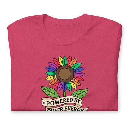 Powered by Queer Energy T-Shirt | Rainbow Sunflower LGBTQIA+ Pride Tee - Spinsterly Co