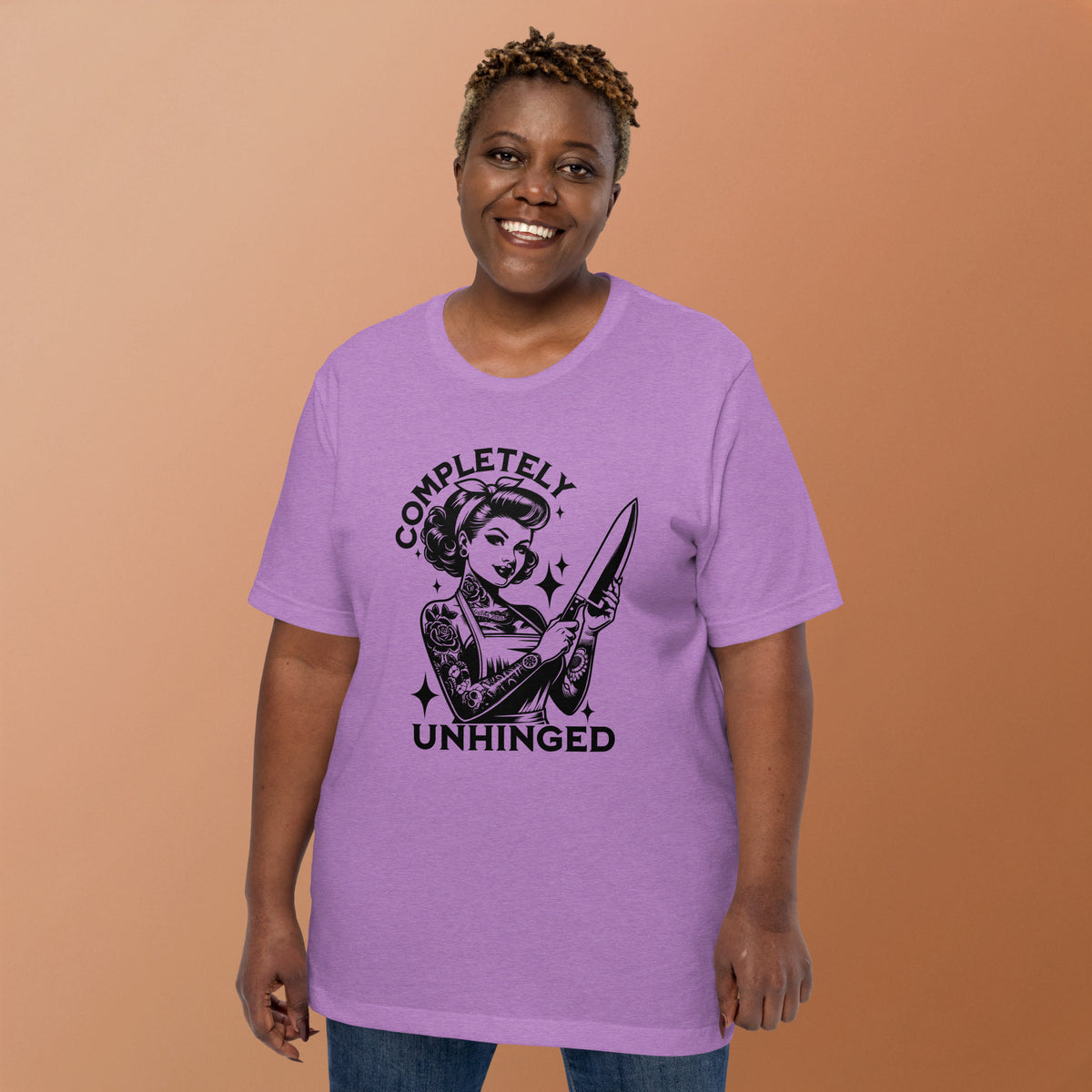 Completely Unhinged T-Shirt | Tattooed Pin-Up Funny Feminist Graphic Tee - Spinsterly Co