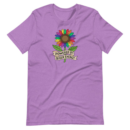 Powered by Queer Energy T-Shirt | Rainbow Sunflower LGBTQIA+ Pride Tee - Spinsterly Co