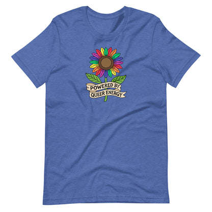 Powered by Queer Energy T-Shirt | Rainbow Sunflower LGBTQIA+ Pride Tee - Spinsterly Co