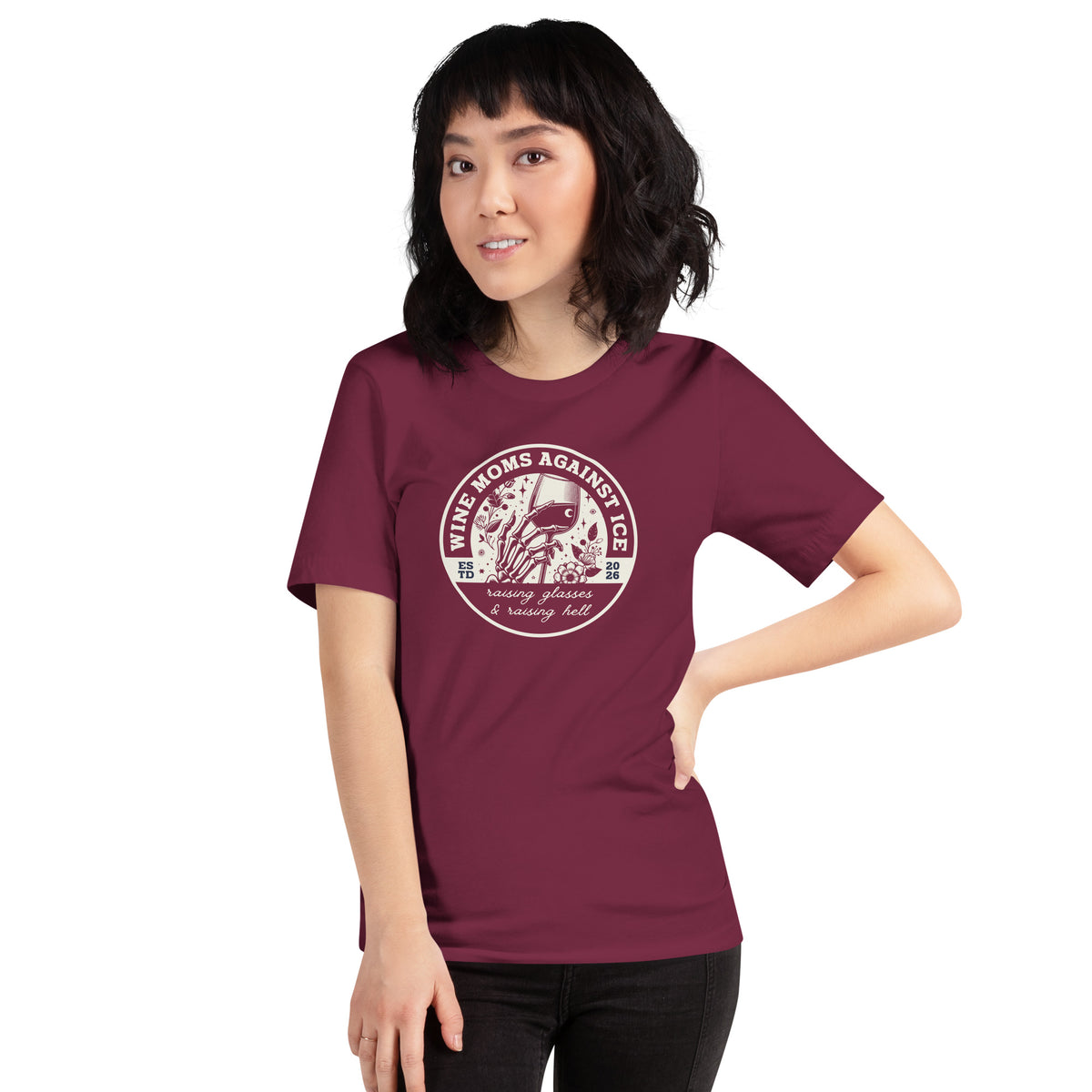Wine Moms Against ICE T-Shirt | Anti-ICE Political Statement Tee - Spinsterly Co