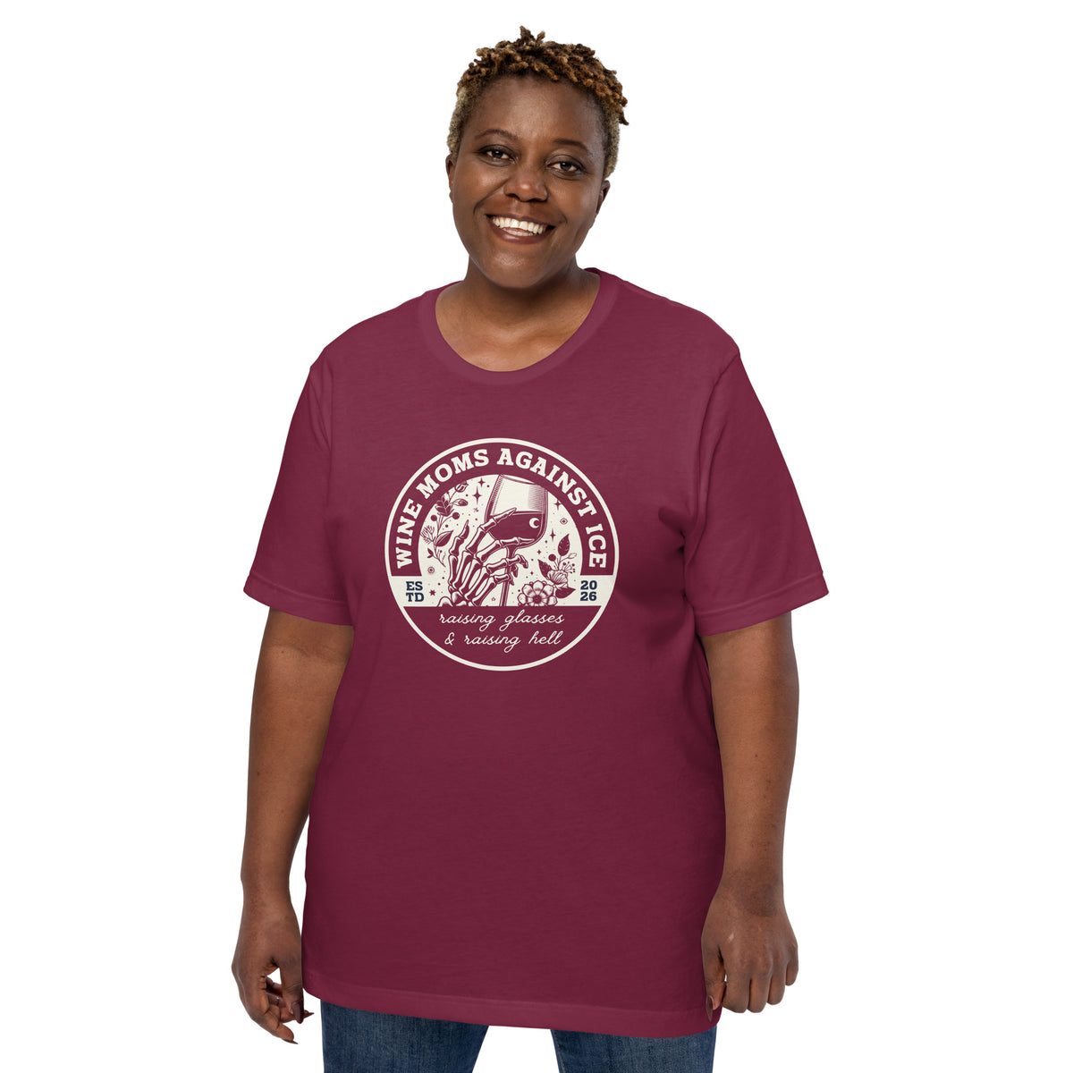 Wine Moms Against ICE T-Shirt | Anti-ICE Political Statement Tee - Spinsterly Co