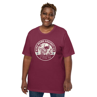 Wine Moms Against ICE T-Shirt | Anti-ICE Political Statement Tee - Spinsterly Co