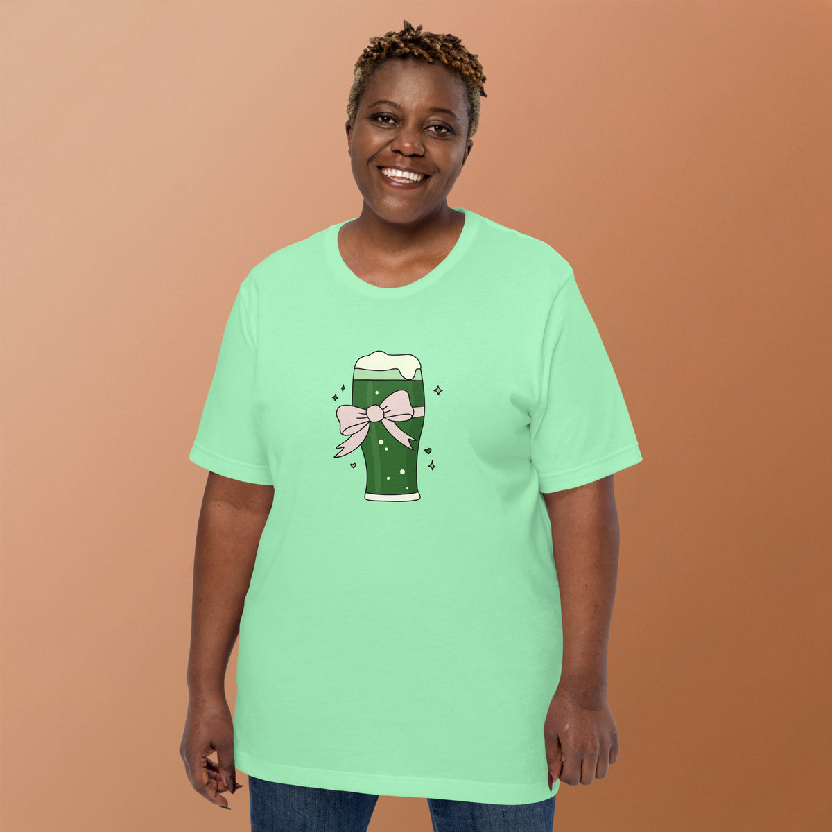 Green Beer with a Bow T-Shirt | St. Patrick's Day Coquette Tee - Spinsterly Co