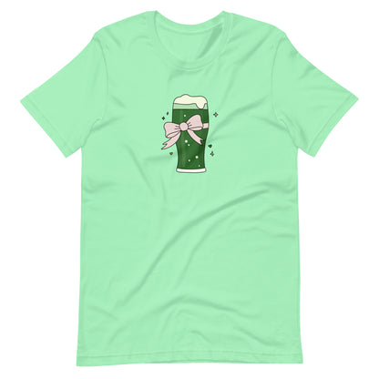 Green Beer with a Bow T-Shirt | St. Patrick's Day Coquette Tee - Spinsterly Co