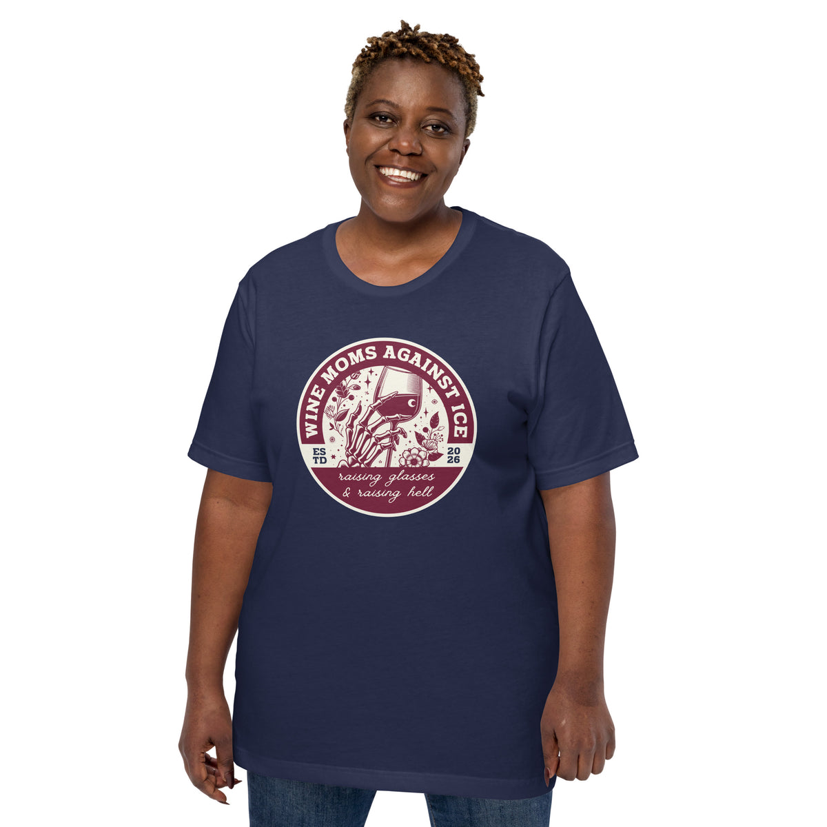 Wine Moms Against ICE T-Shirt | Anti-ICE Political Statement Tee - Spinsterly Co