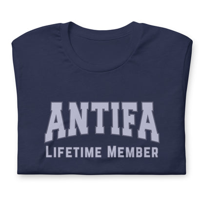 Antifa Lifetime Member T-Shirt | Anti-Fascist Collegiate Graphic Tee - Spinsterly Co