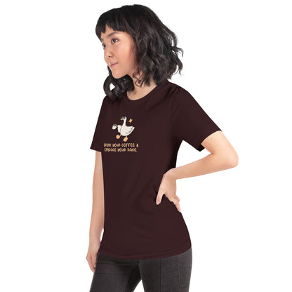 Drink Your Coffee & Embrace Your Rage T-Shirt | Funny Goose Graphic Tee - Spinsterly Co