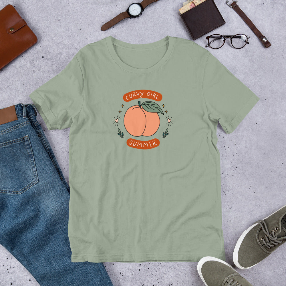 Curvy Girl Summer Unisex T-Shirt | Body-Positive Peach Graphic Tee - Spinsterly Co