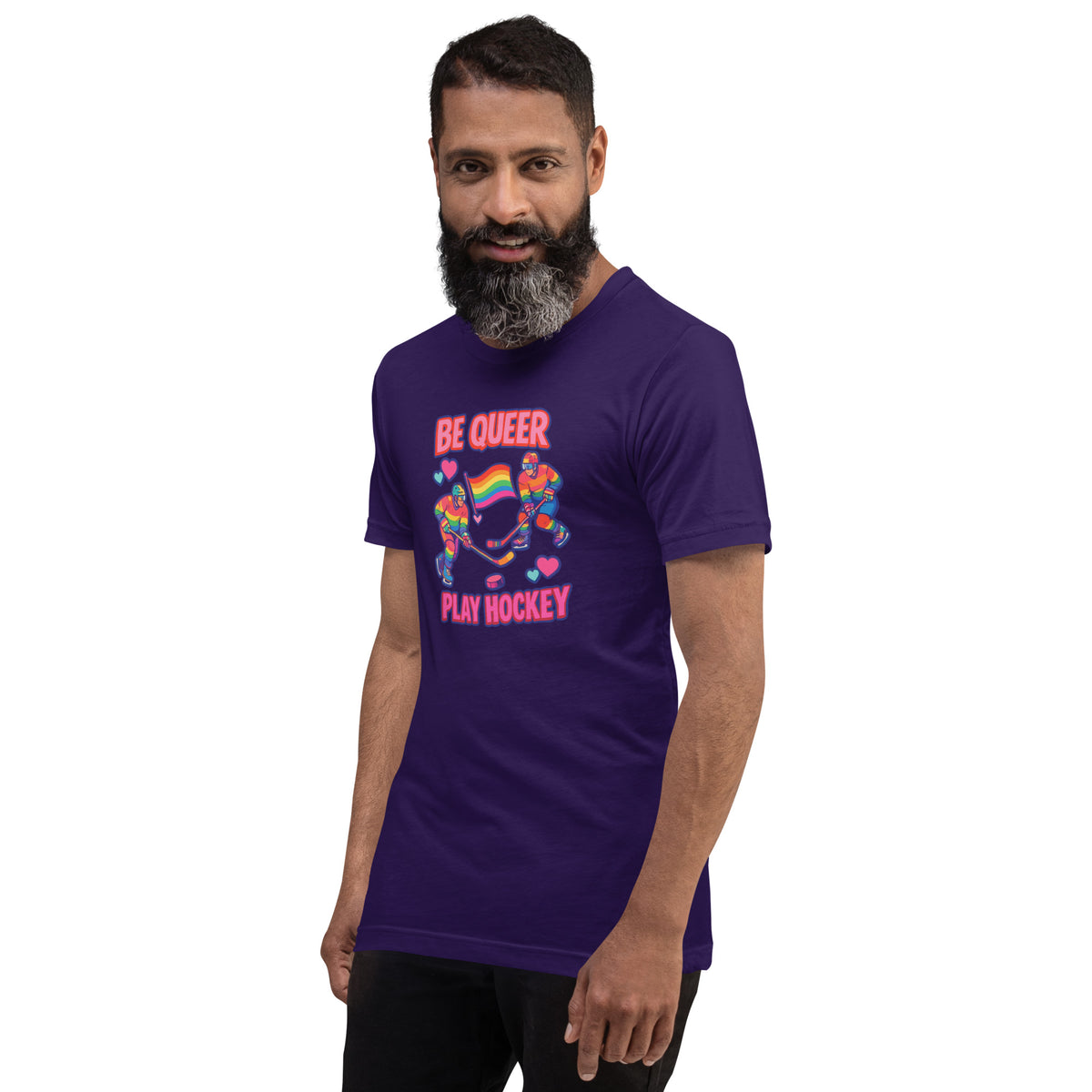 Be Queer Play Hockey T-Shirt | LGBTQIA+ Hockey Pride Graphic Tee - Spinsterly Co