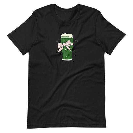 Green Beer with a Bow T-Shirt | St. Patrick's Day Coquette Tee - Spinsterly Co
