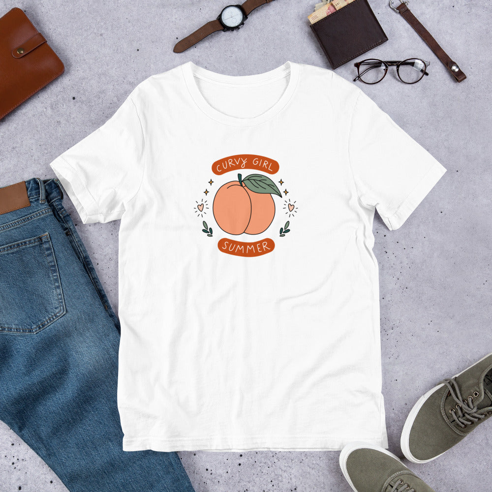 Curvy Girl Summer Unisex T-Shirt | Body-Positive Peach Graphic Tee - Spinsterly Co