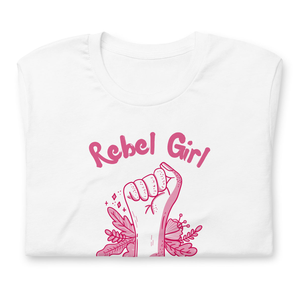 Rebel Girl Social Club T-Shirt | Feminist Raised Fist Pink Graphic Tee - Spinsterly Co