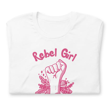 Rebel Girl Social Club T-Shirt | Feminist Raised Fist Pink Graphic Tee - Spinsterly Co