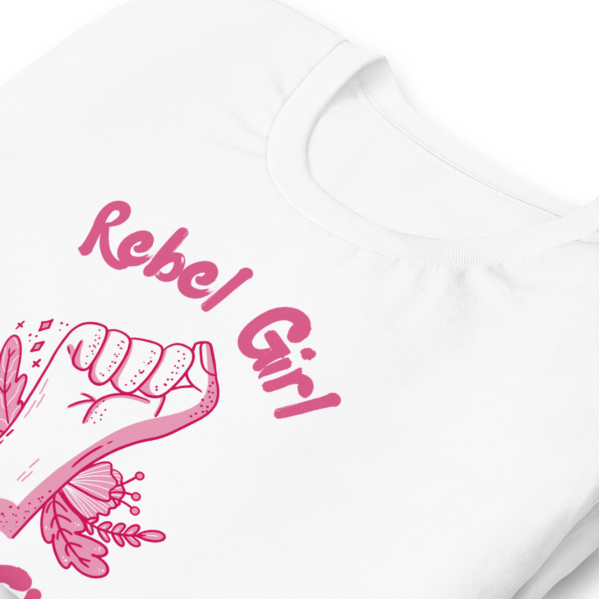 Rebel Girl Social Club T-Shirt | Feminist Raised Fist Pink Graphic Tee - Spinsterly Co