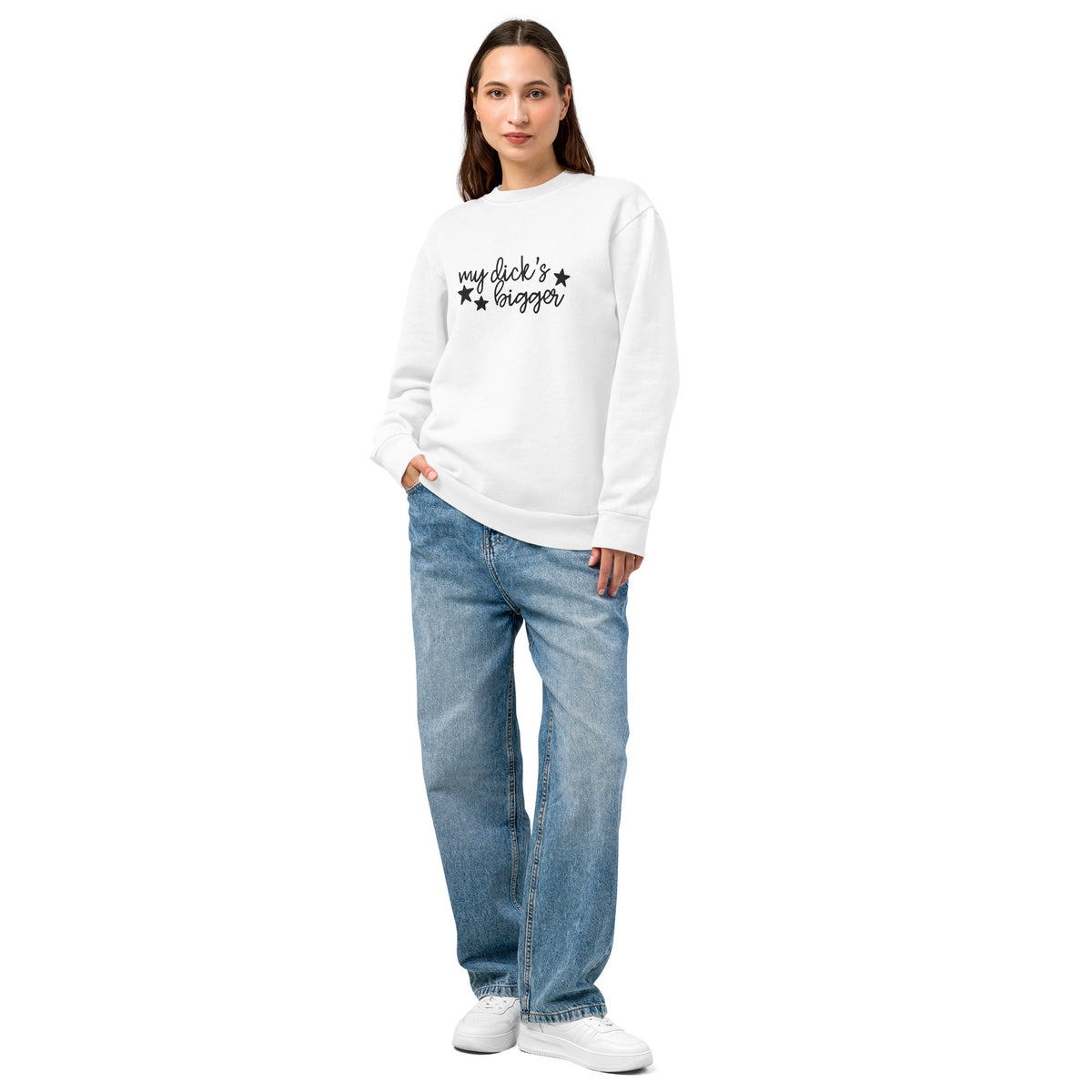 My Dick’s Bigger Embroidered Crewneck Sweatshirt | Funny Feminist Heavyweight Fleece - Spinsterly Co