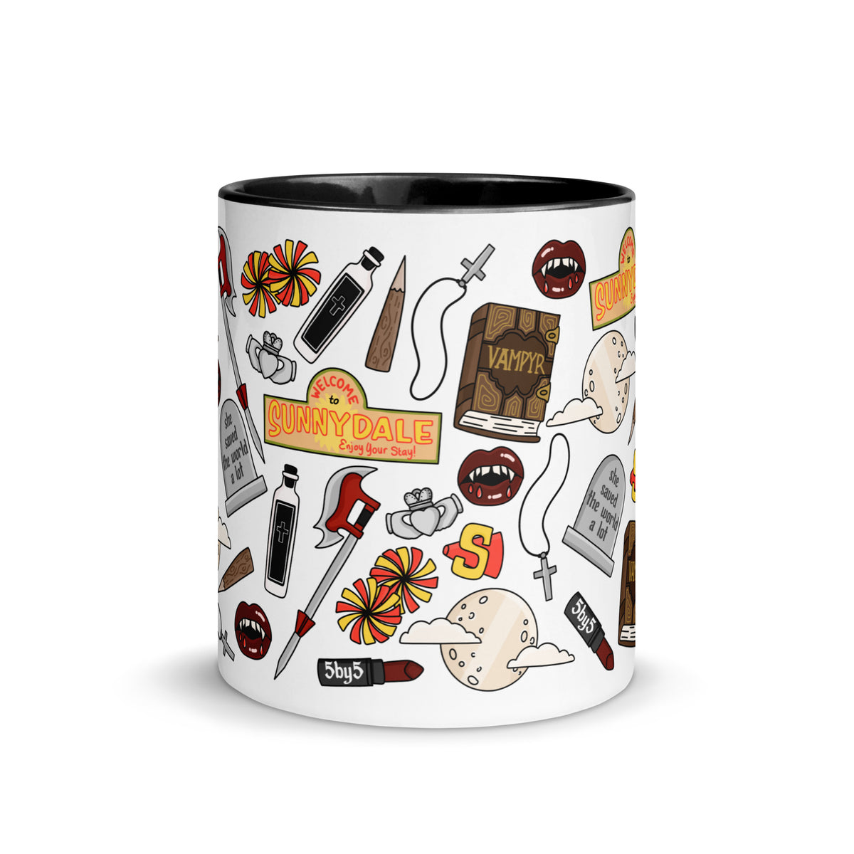 She Saved the World a Lot Slayer Scatter Pattern Accent Coffee Mug | Dark Fantasy Fan Gift - Spinsterly Co