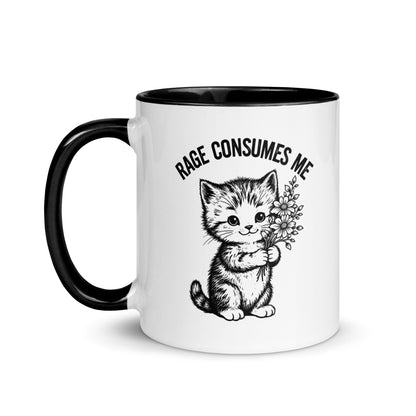 Rage Consumes Me Angry Cat Accent Coffee Mug | Funny Sarcastic Black Interior Gift - Spinsterly Co