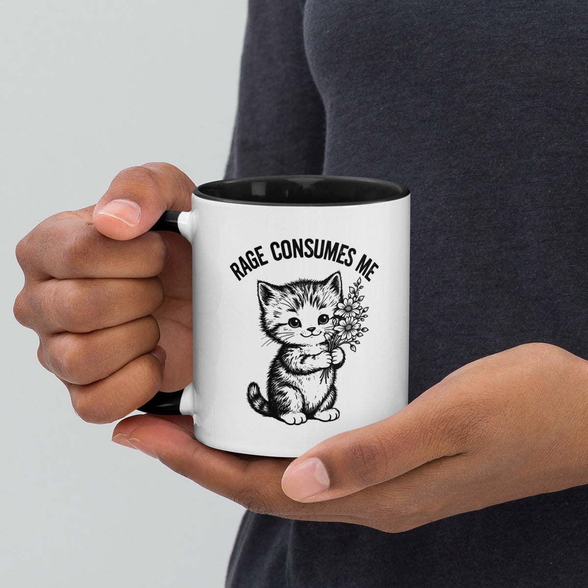 Rage Consumes Me Angry Cat Accent Coffee Mug | Funny Sarcastic Black Interior Gift - Spinsterly Co