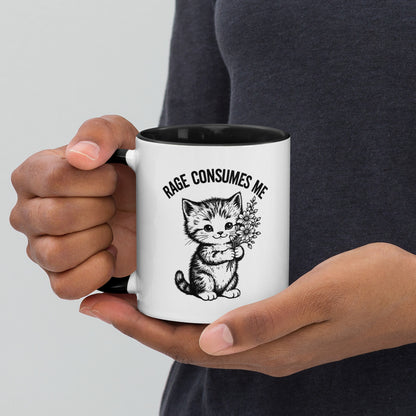 Rage Consumes Me Angry Cat Accent Coffee Mug | Funny Sarcastic Black Interior Gift - Spinsterly Co